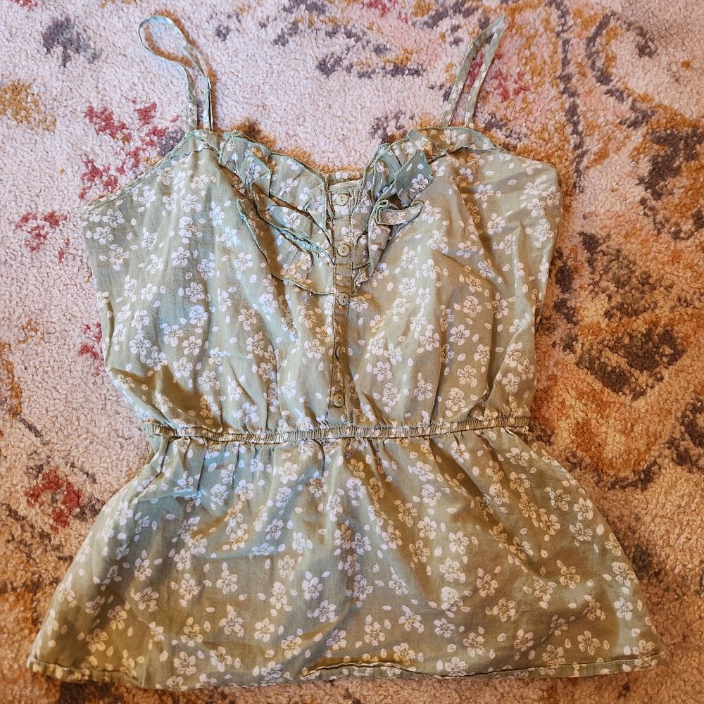 Romy | Green floral tank top | Size m